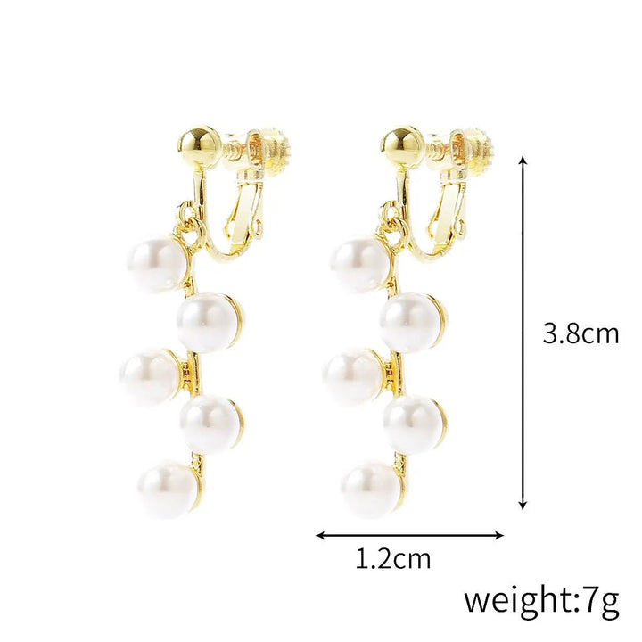 LOVCIA Elegant Women's Baroque Pearl Ear Clip Earrings