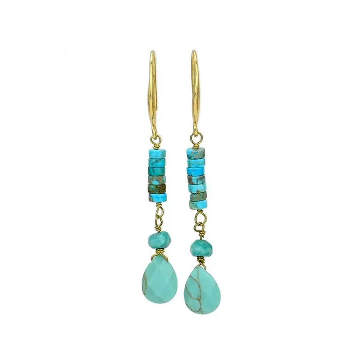 LOVCIA Turquoise Teardrop Stone Drop Earrings for Women LOVCIA