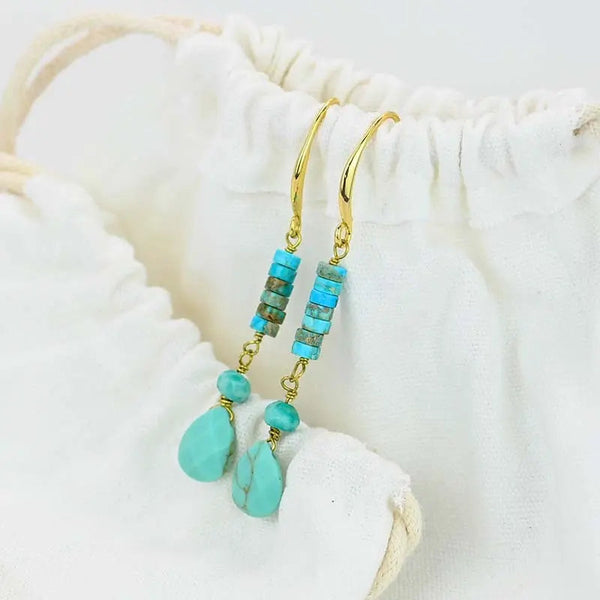 LOVCIA Turquoise Teardrop Stone Drop Earrings for Women