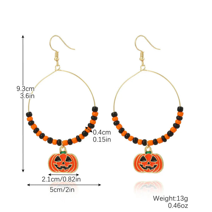 LOVCIA Spooky Pumpkin and Skull Bat Earrings Set for Halloween