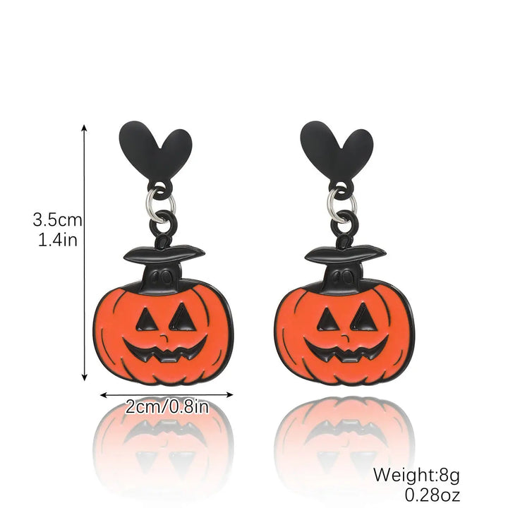 LOVCIA Spooky Pumpkin and Skull Bat Earrings Set for Halloween