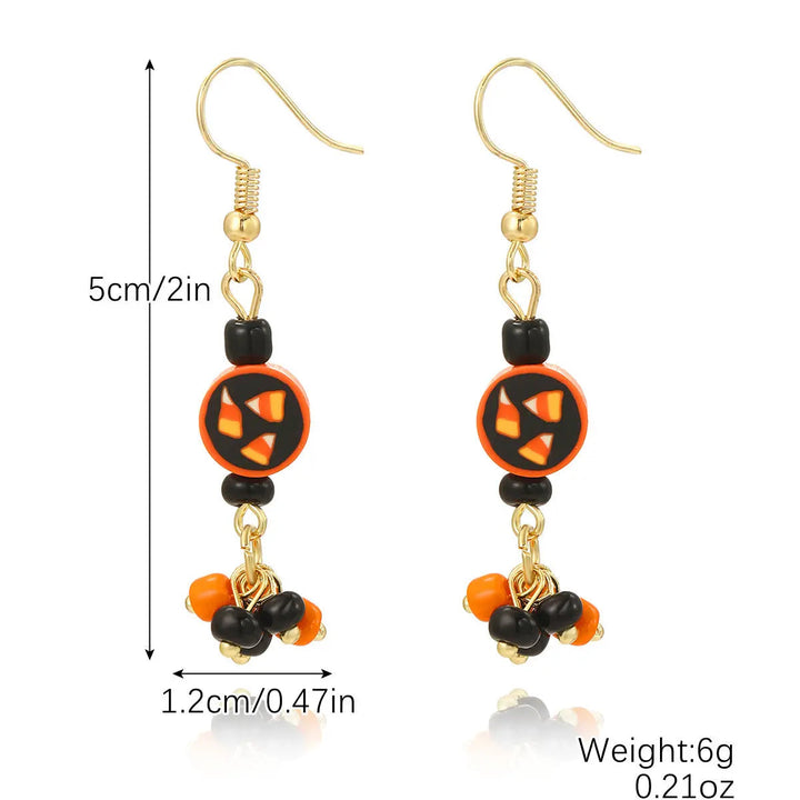 LOVCIA Spooky Pumpkin and Skull Bat Earrings Set for Halloween