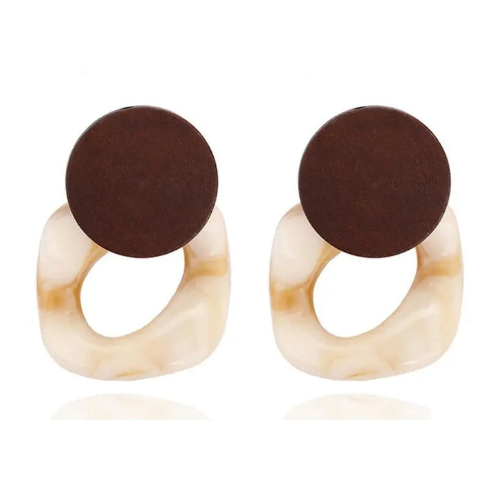 LOVCIA Geometric Wooden Stitching Earrings - Chic Contemporary Design Style Earring