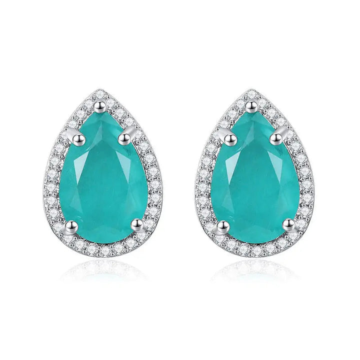 LOVCIA Elegant Geometric Blue Zircon and Rhinestone Earrings LOVCIA