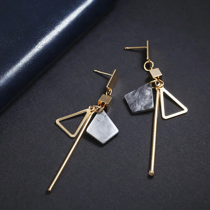 LOVCIA Elegant Geometric Long Earrings for Women - Fashionable Alloy Jewelry