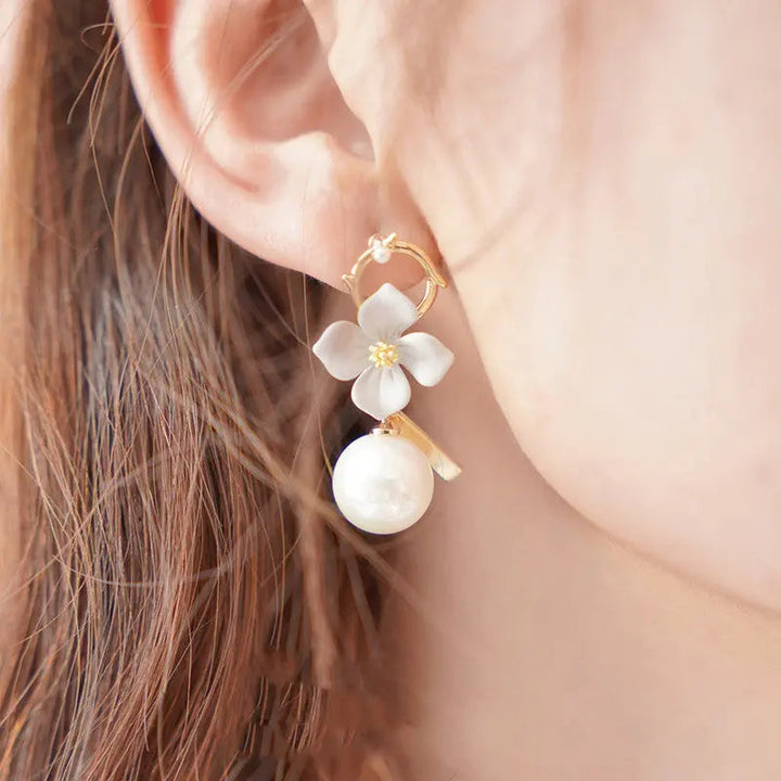 LOVCIA Elegant Asymmetrical Pearl Stud Earrings LOVCIA