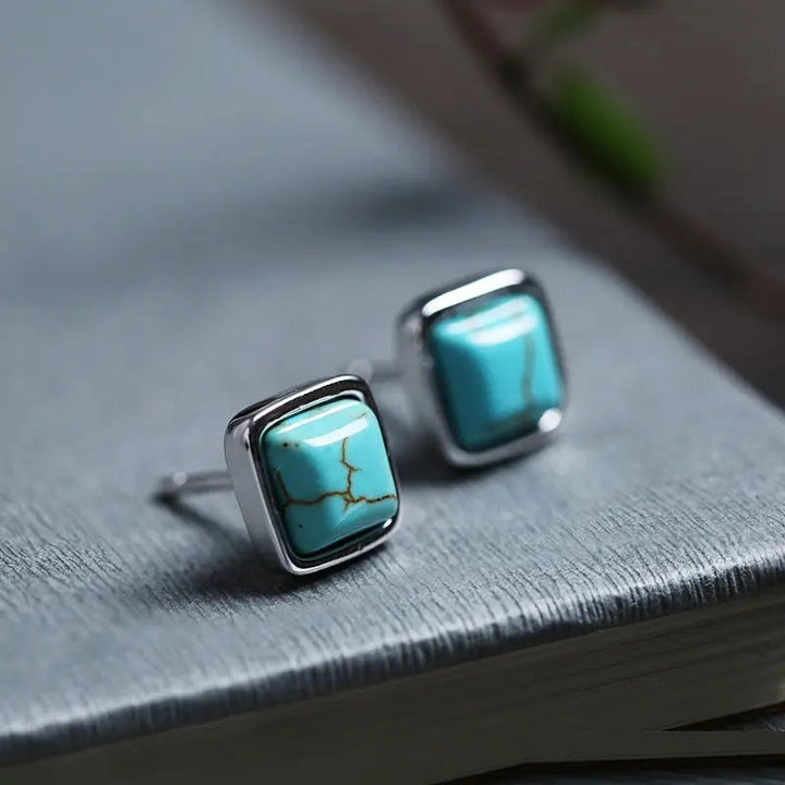 LOVCIA Sterling Silver Turquoise Literary Style Earrings