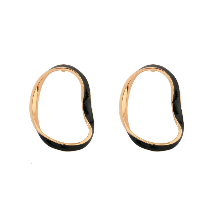 LOVCIA Asymmetrical Color Enamel Wave Hoop Earrings for Women