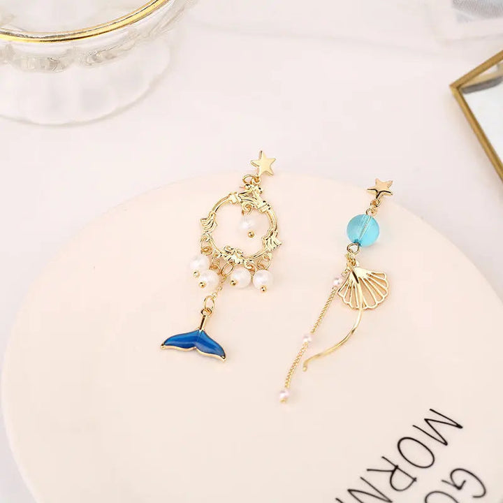 LOVCIA Star-Shaped Asymmetric Alloy Earrings for Girls