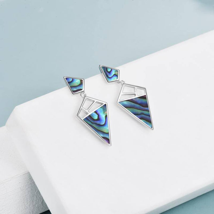 LOVCIA Elegant 925 Sterling Silver Opal Geometric Dangle Stud Earrings