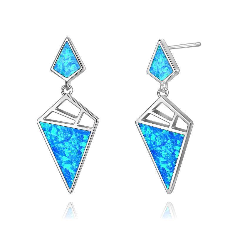 LOVCIA Elegant 925 Sterling Silver Opal Geometric Dangle Stud Earrings LOVCIA
