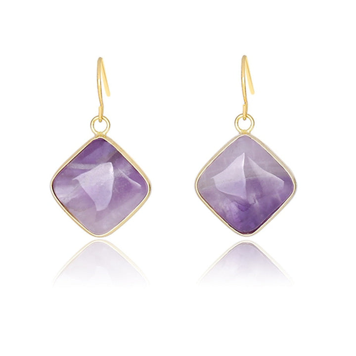 LOVCIA Amethyst Crystal Geometric Drop Earrings for Women