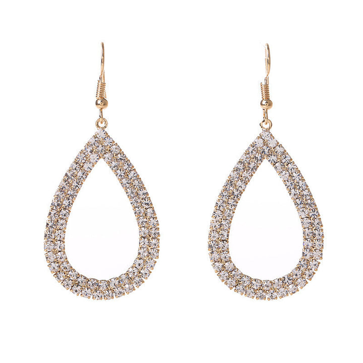 LOVCIA Crystal Embellished Hollow Water Drop Fashion Earrings for Women