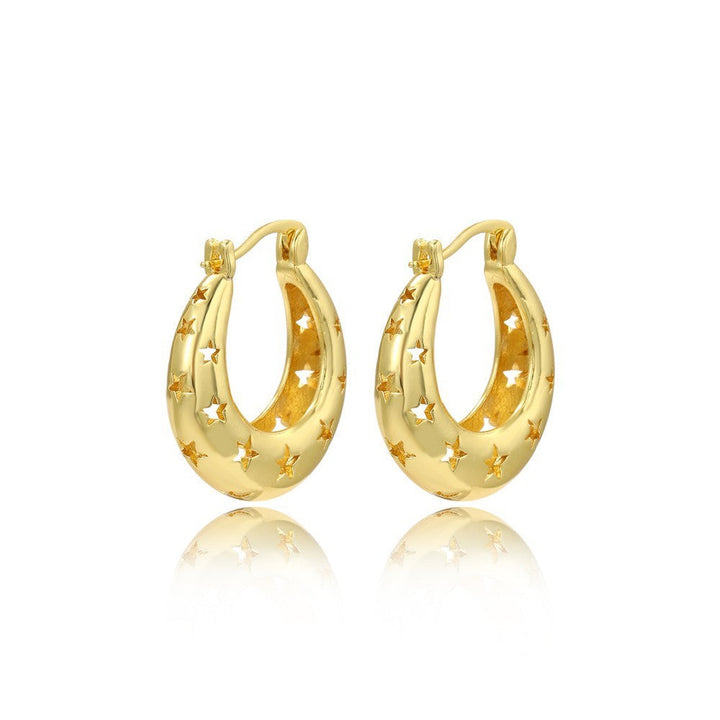 LOVCIA Gold-Plated Sculptural Hoop Earrings - Modern Minimalist Chunky Jewelry for Women