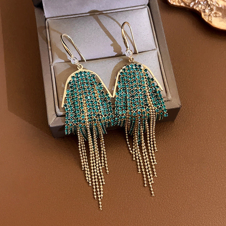 LOVCIA Turquoise Cascade Beaded Waterfall Fringe Dangle Earrings for Women LOVCIA