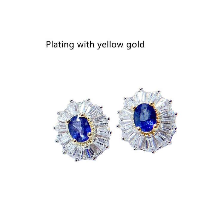 LOVCIA Sterling Silver Natural Sapphire Stud Earrings for Women LOVCIA