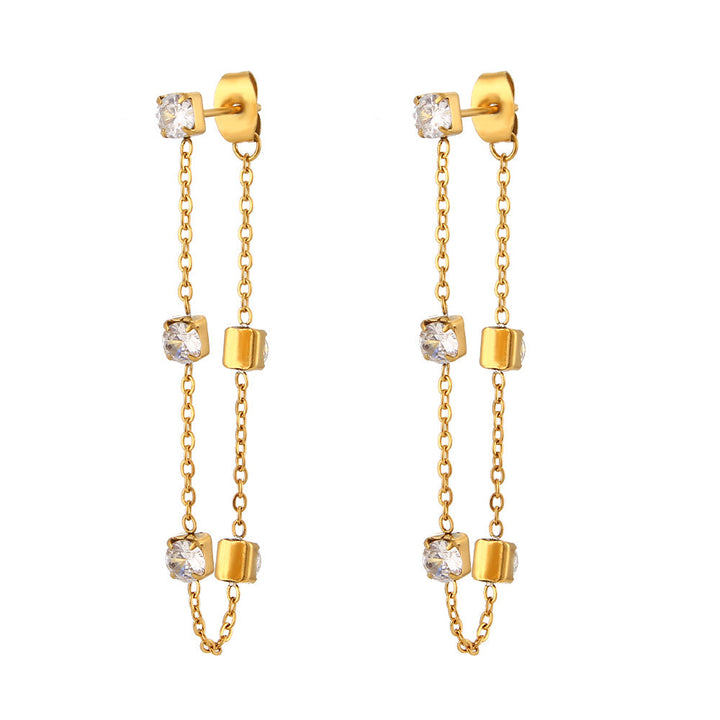 LOVCIA Gleaming Zircon Square Chain Earrings for Women LOVCIA