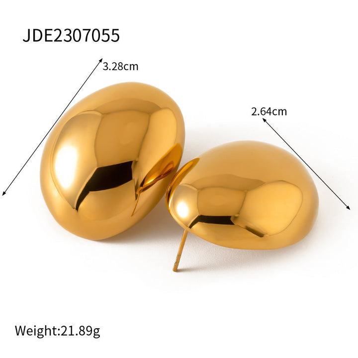 LOVCIA 18K Gold Plated Titanium Steel Geometric Oval Stud Earrings for Women LOVCIA