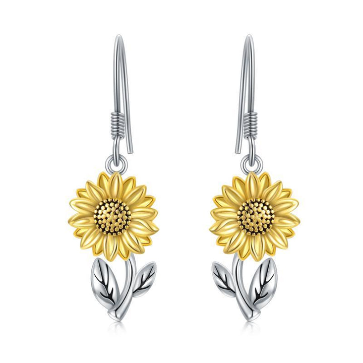 LOVCIA Sunflower Dreamcatcher Sterling Silver Dangle Earrings for Women LOVCIA