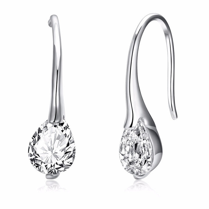 LOVCIA Zirconia Crystal Inlaid Teardrop Sterling Silver Hook Drop Earrings for Women