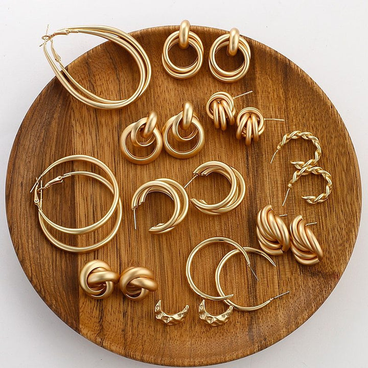 LOVCIA Classic and Trendy Hoops Knots and More Versatile Gold Plated Earrings Collection