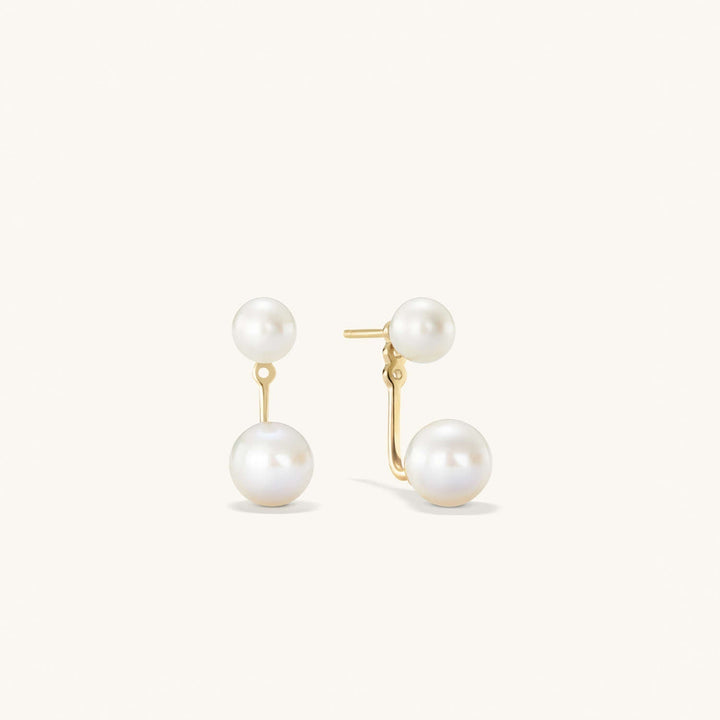 LOVCIA Elegant Gold Plated Double Pearl Geometric Earrings for Women LOVCIA