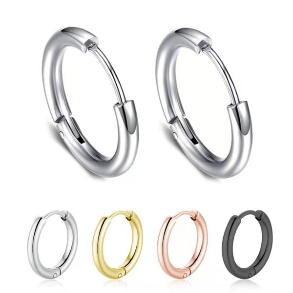 LOVCIA Elegant Stainless Steel Minimalist Hoop Earrings for Women in Multiple Sizes and Colors