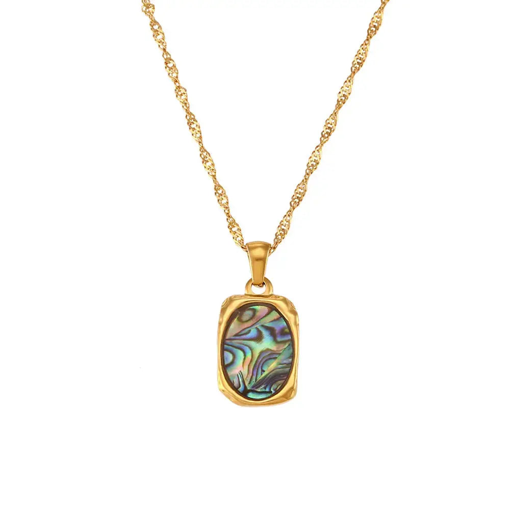 LOVCIA Radiant Reflections Stainless Steel Shell Mirror Necklace for Women