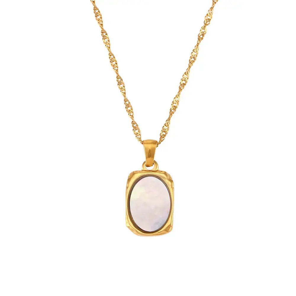 LOVCIA Radiant Reflections Stainless Steel Shell Mirror Necklace for Women