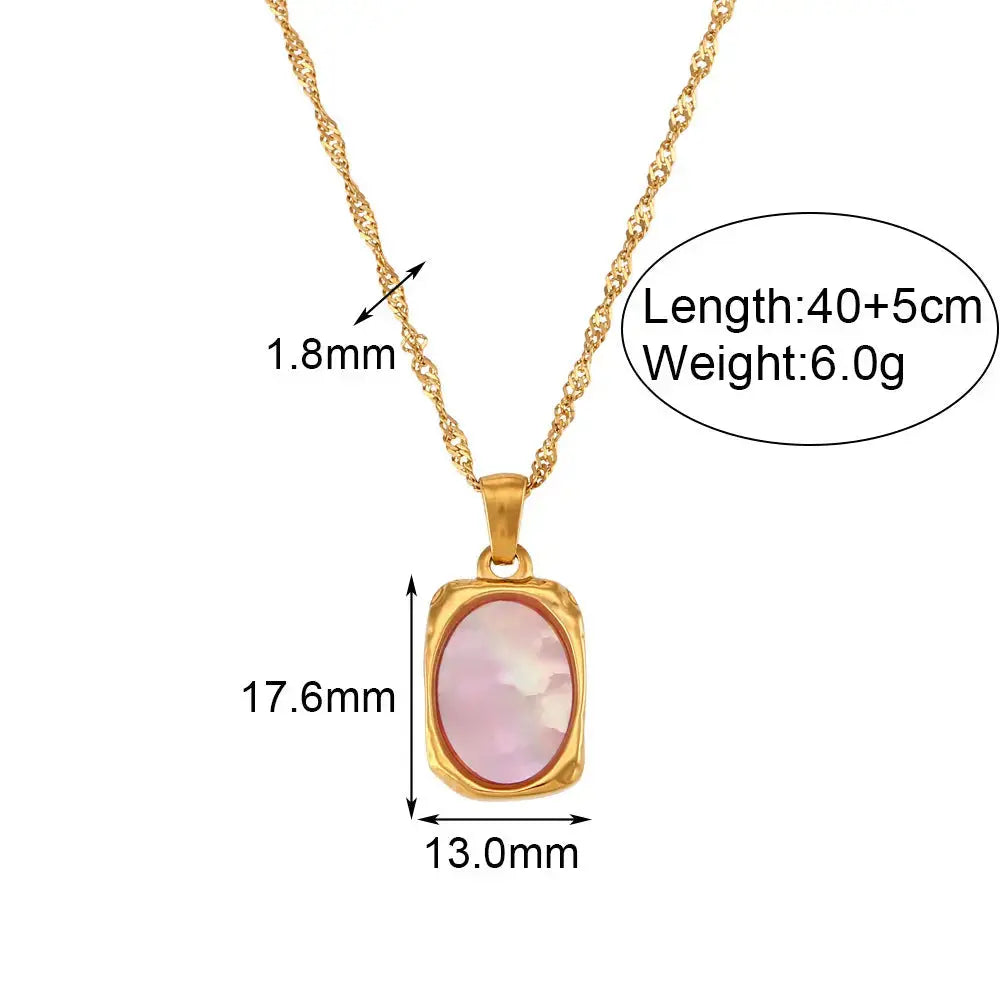 LOVCIA Radiant Reflections Stainless Steel Shell Mirror Necklace for Women