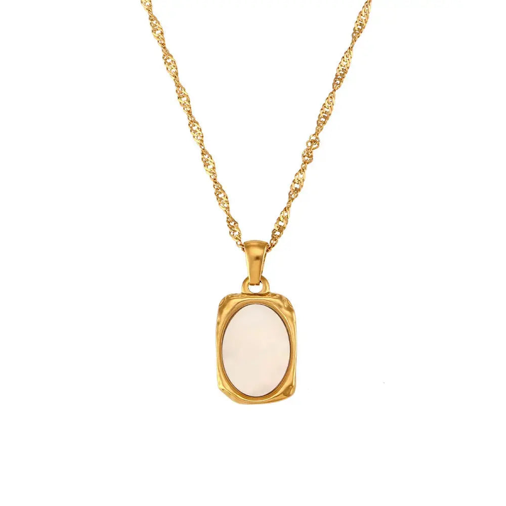 LOVCIA Radiant Reflections Stainless Steel Shell Mirror Necklace for Women