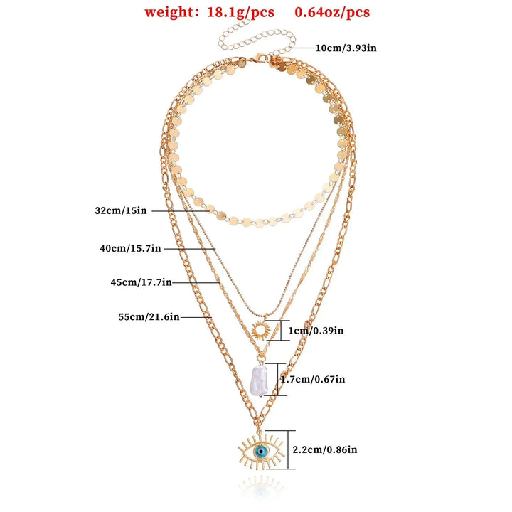 Enchanting Blue Eyes Multi-layer Disc Chain Necklace - Exquisite Fashion Jewelry LOVCIA