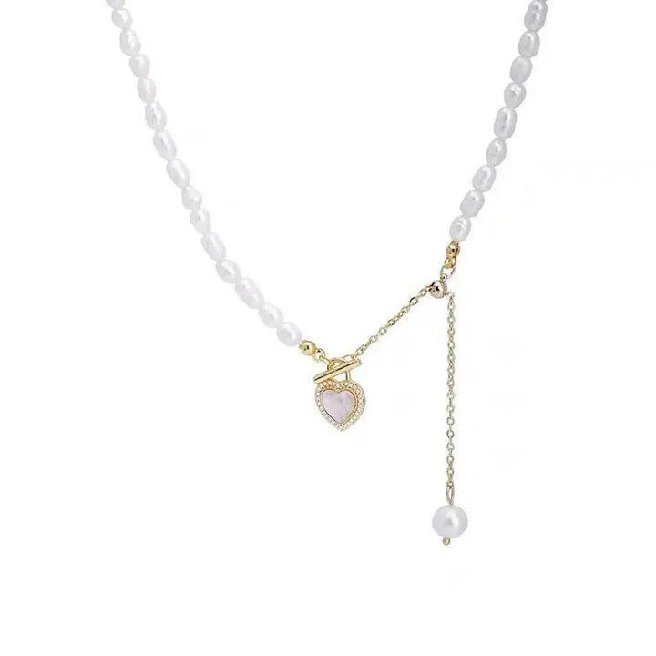 Exquisite French Gentle Natural Pearl Heart Shell Necklace - Embrace Elegance with Every Step LOVCIA