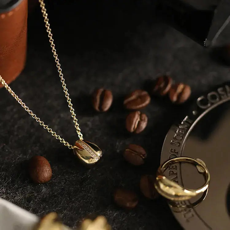 LOVCIA Coffee Bean Collar Chain Pendant S925 Necklace
