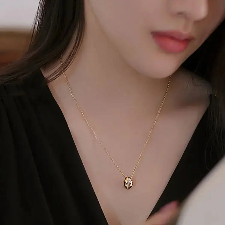 LOVCIA Coffee Bean Collar Chain Pendant S925 Necklace
