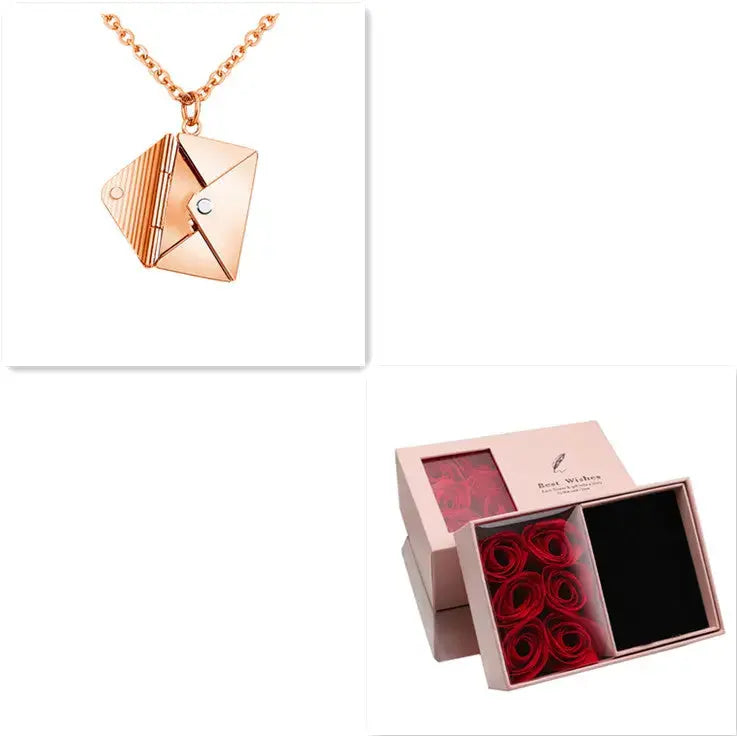 LOVCIA Fashion Jewelry Envelop Necklace Women Lover Letter Pendant Best Gifts For Girlfriend