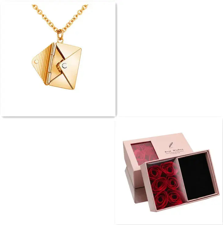 LOVCIA Fashion Jewelry Envelop Necklace Women Lover Letter Pendant Best Gifts For Girlfriend