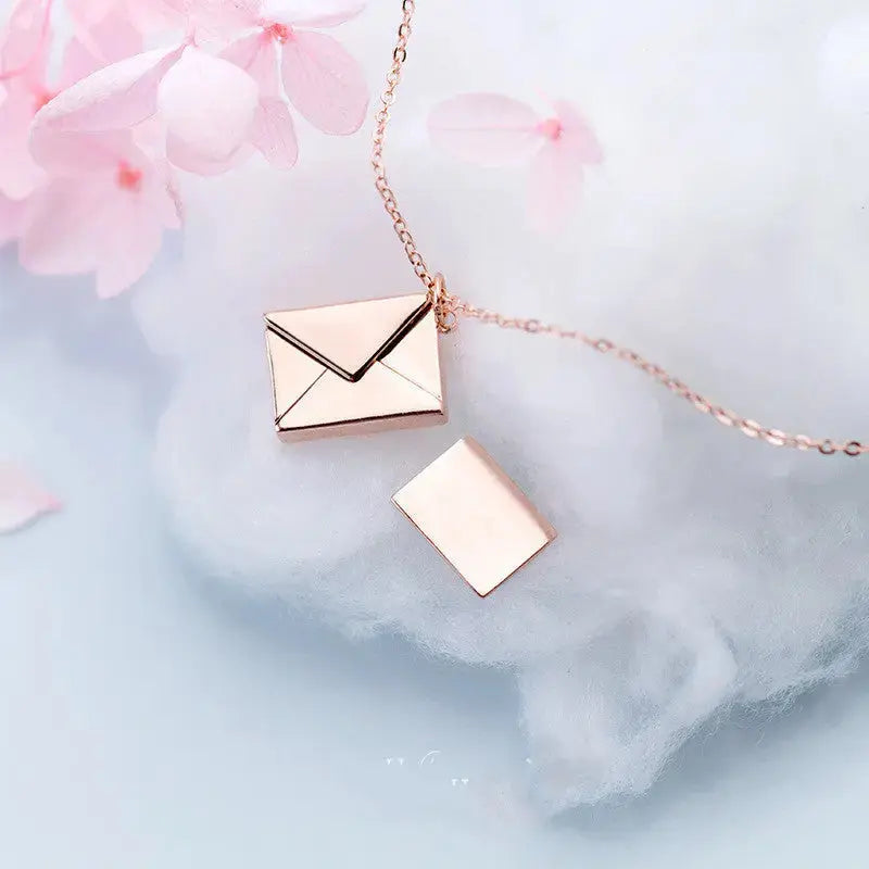 LOVCIA Fashion Jewelry Envelop Necklace Women Lover Letter Pendant Best Gifts For Girlfriend