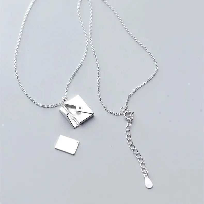 LOVCIA Fashion Jewelry Envelop Necklace Women Lover Letter Pendant Best Gifts For Girlfriend