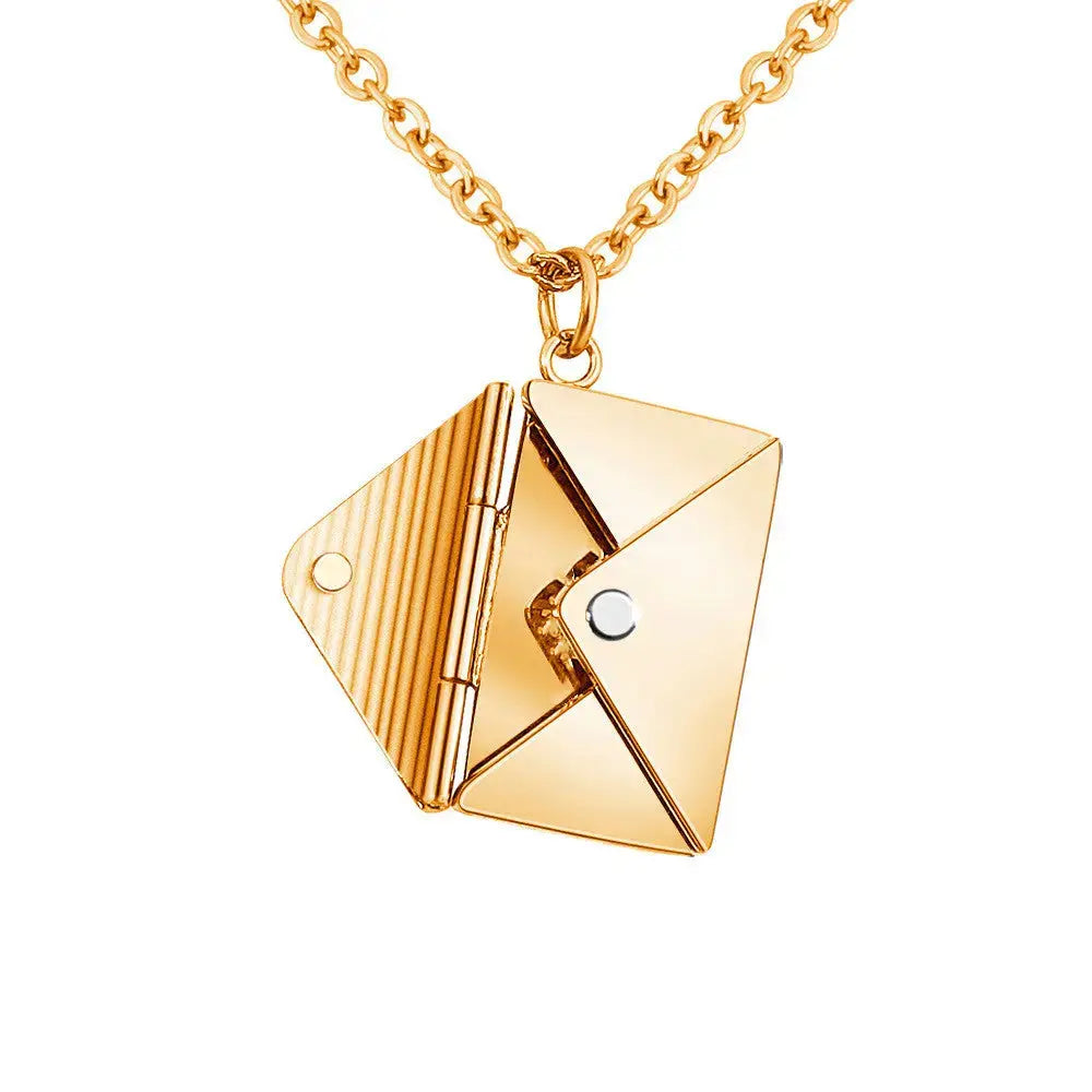 LOVCIA Fashion Jewelry Envelop Necklace Women Lover Letter Pendant Best Gifts For Girlfriend
