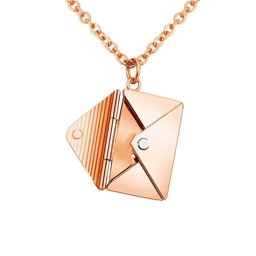 LOVCIA Fashion Jewelry Envelop Necklace Women Lover Letter Pendant Best Gifts For Girlfriend