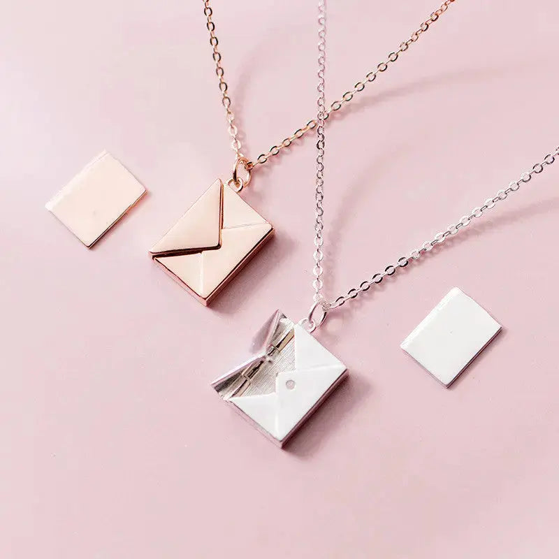 LOVCIA Fashion Jewelry Envelop Necklace Women Lover Letter Pendant Best Gifts For Girlfriend