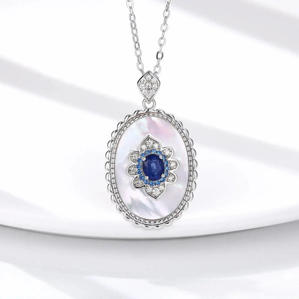 Sapphire Diamond Pendant 925 Sterling Silver Party Wedding Pendants Chain Necklace For Women Charm Jewelry LOVCIA