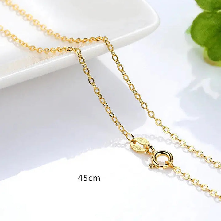 S925 Silver Necklace Gold Plated Chain Necklace Clavicle Chain Gold Color Gold Necklace LOVCIA