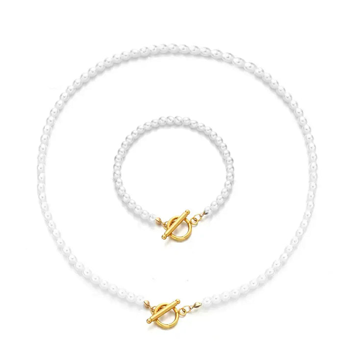 Pearl Chain Bracelet And Necklace Set LOVCIA