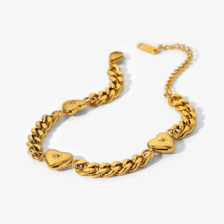 Stainless Steel Plated 18k Gold Cuban Chain Necklace LOVCIA