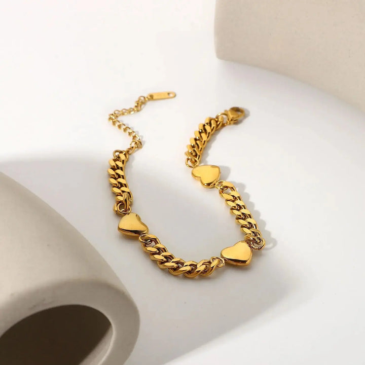 Stainless Steel Plated 18k Gold Cuban Chain Necklace LOVCIA