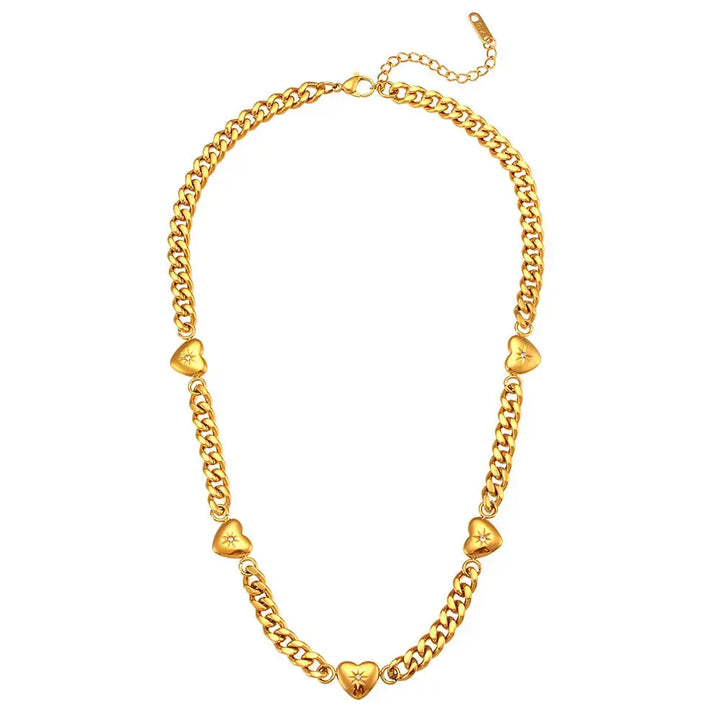 Stainless Steel Plated 18k Gold Cuban Chain Necklace LOVCIA