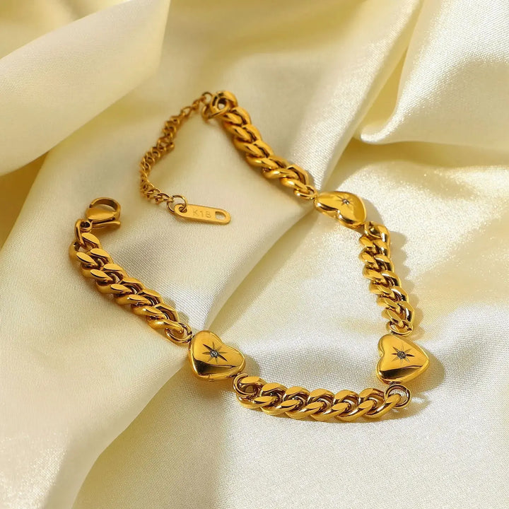 Stainless Steel Plated 18k Gold Cuban Chain Necklace LOVCIA