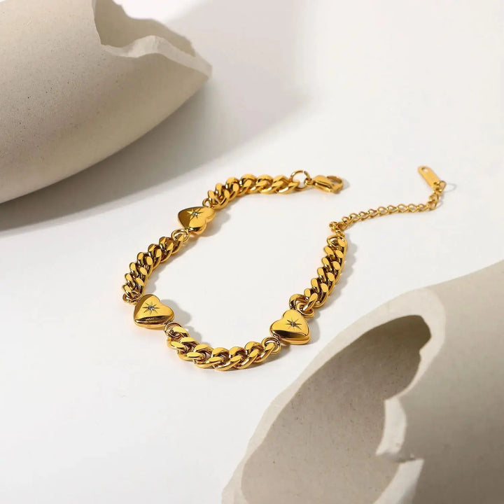 Stainless Steel Plated 18k Gold Cuban Chain Necklace LOVCIA